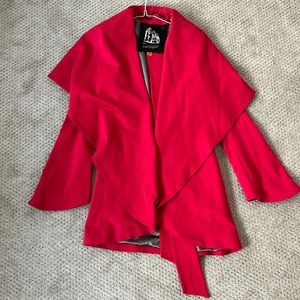 red belted trench coat with satin lining - lightly used